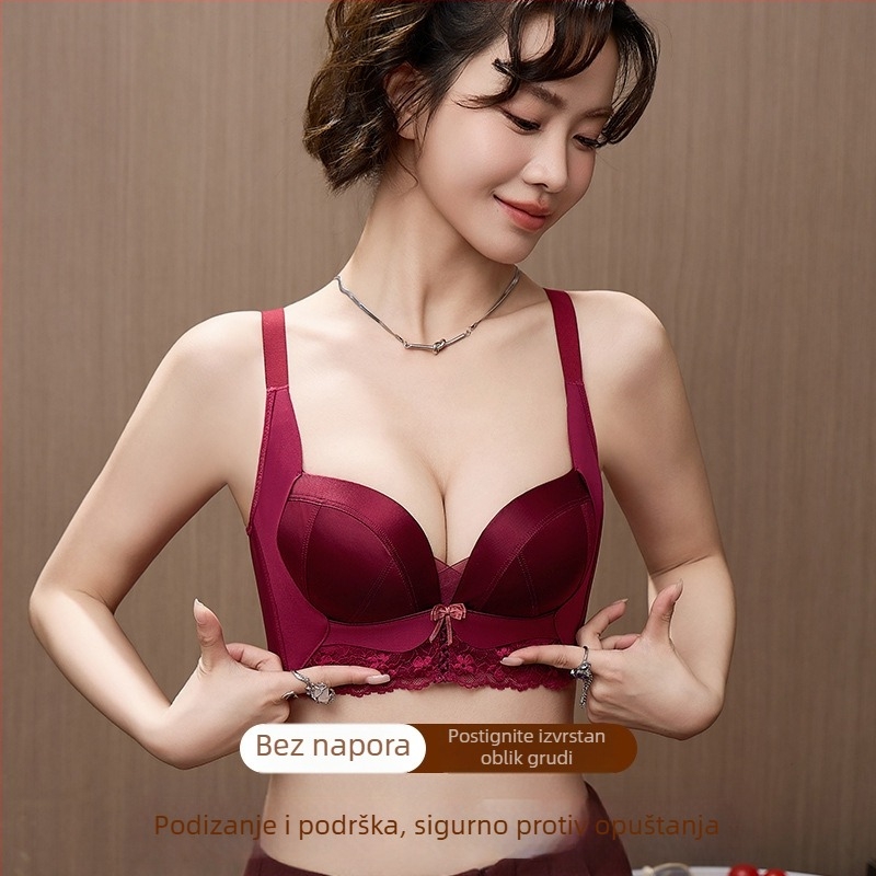 Grudnjak za žene s malim grudima, Nylon, 3/4 košarica, Push-Up s bočnom podrškom, podesive naramenice, stražnje zatvaranje s četiri reda kopči