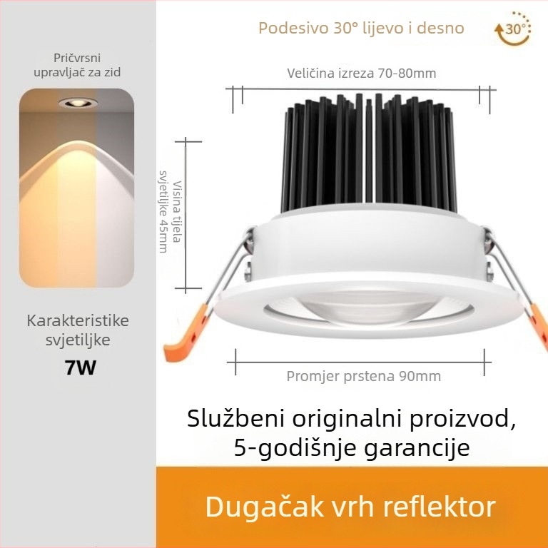 Ugrađena LED zidna svjetiljka – aluminijsko kućište, moderni minimalistički dizajn (LED izvor, CRI ≥95, napon ≤36V, model PJ-CHSD)