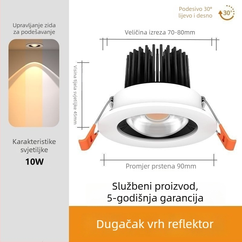 Ugrađena LED zidna svjetiljka – aluminijsko kućište, moderni minimalistički dizajn (LED izvor, CRI ≥95, napon ≤36V, model PJ-CHSD)