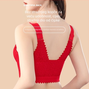 Grudnjak s košaricama 3/4, tanke oblikovane košarice, prednje kopčanje, odvijajuće dvostruke naramenice, čipasta najlon tkanina