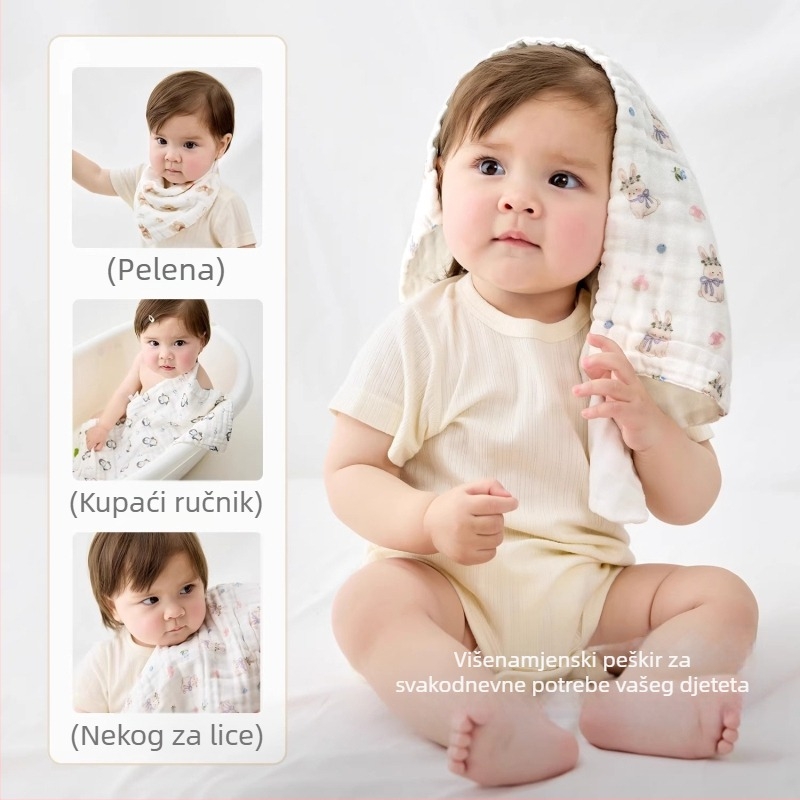 Novorođenački ručnik za sline, četvrtastog oblika, pamuk >95%, crtić uzorak, unisex