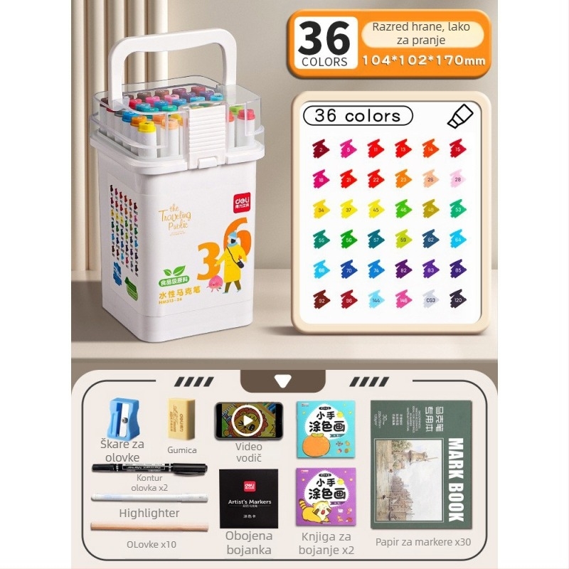 Deli marker za djecu, s dvostrukim vrhom, perivi, na bazi vode, netoksičan