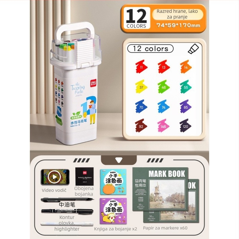 Deli marker za djecu, s dvostrukim vrhom, perivi, na bazi vode, netoksičan