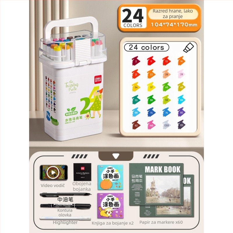 Deli marker za djecu, s dvostrukim vrhom, perivi, na bazi vode, netoksičan