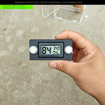 Mjerilo temperature i vlage za reptile s magnetskim držačem za kutiju za uzgoj – Porijeklo: Kina; Uvoz: Ne
