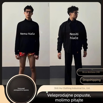 Muške hlače visokog struka, model 517, slobodan kroj, mješavina pamuka-poliester, mikroelastičnost