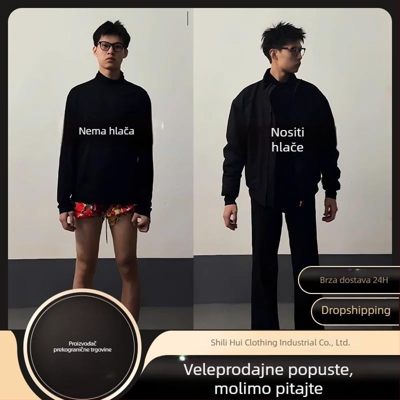 Muške hlače visokog struka, model 517, slobodan kroj, mješavina pamuka-poliester, mikroelastičnost