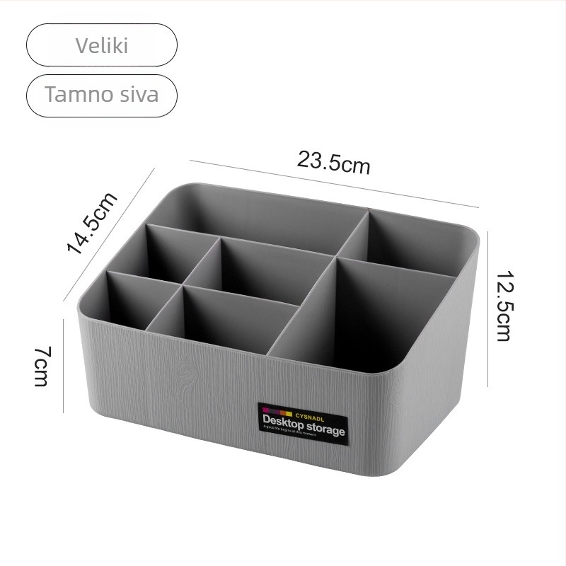 Kutija za stolno skladištenje s višestrukim odjeljcima za olovke i kozmetiku — PP plastika, kapacitet 2L