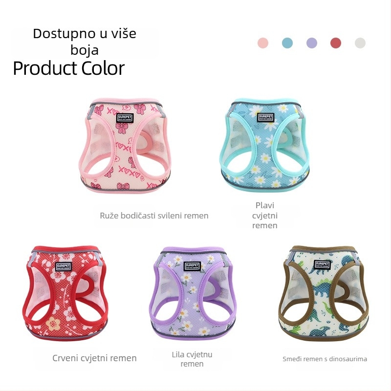 Pas za prsni dio psa s reflektirajućim elementima, udoban, prozračan, otporan na kidanje (Poliester; prsni kaiš; ne proširuje; 200 kom.)