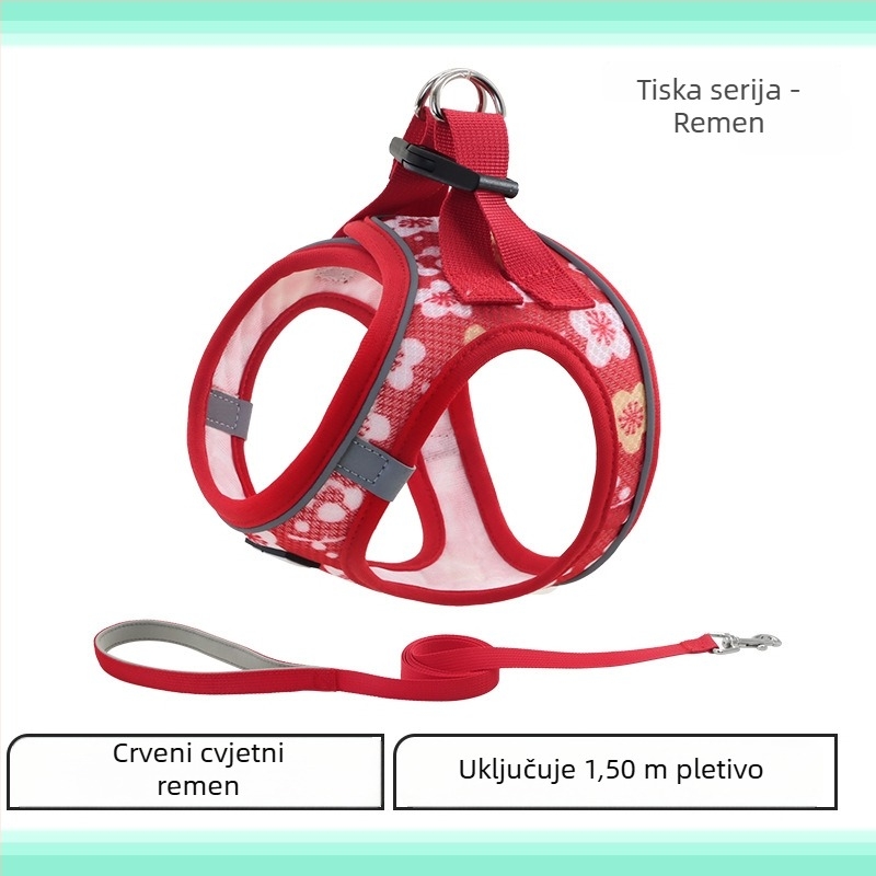 Pas za prsni dio psa s reflektirajućim elementima, udoban, prozračan, otporan na kidanje (Poliester; prsni kaiš; ne proširuje; 200 kom.)