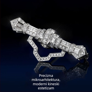 Bakarna broš s valovitim i U-oblik dizajnom, elektroplatinirana, INS stil, unisex dodatak