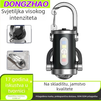 LED svjetiljka za ključni lanac s Type-C punjenjem, prijenosna višenamjenska COB mini svjetiljka za ruksak, 5W