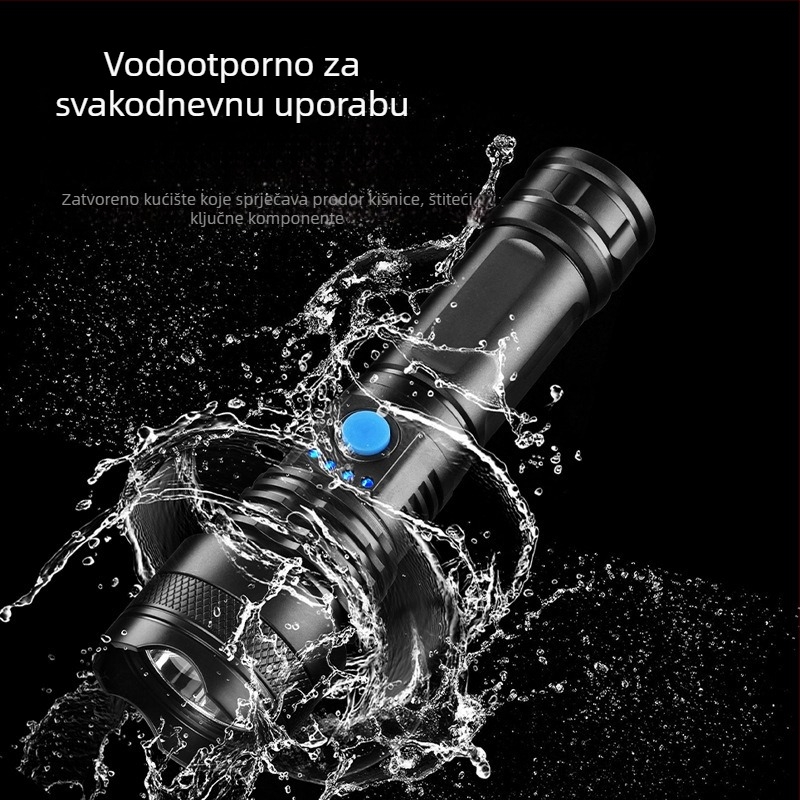 LED svjetiljka s USB punjenjem, 10W, 1200mAh, domet 100-200m, 360° rotacija
