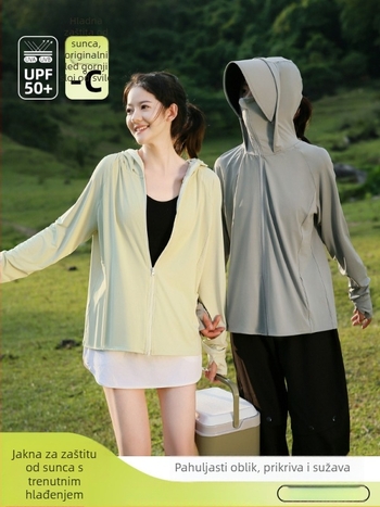 Ženska ljetna jakna za zaštitu od sunca, prozračna, s kapuljačom, poliester