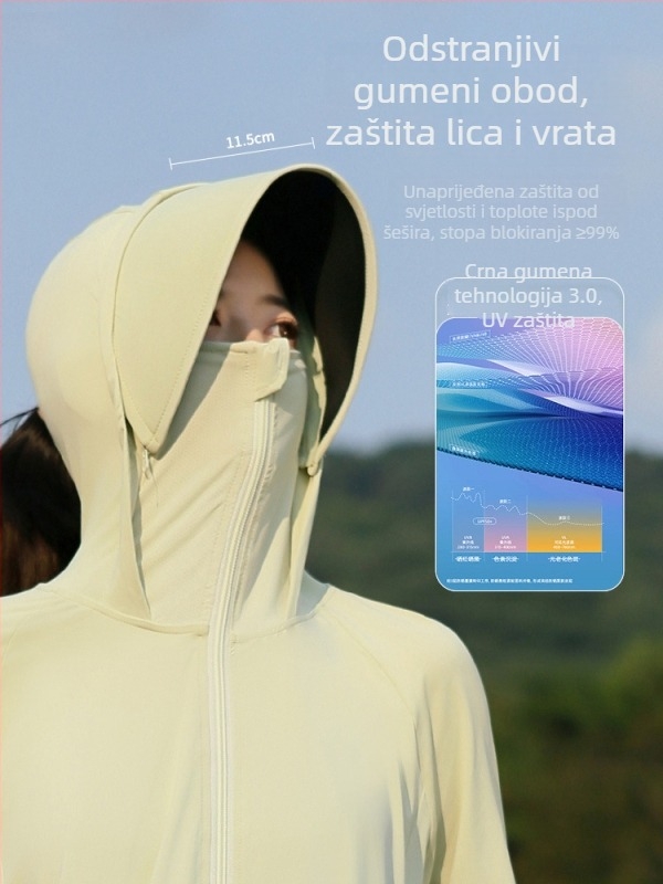 Ženska ljetna jakna za zaštitu od sunca, prozračna, s kapuljačom, poliester