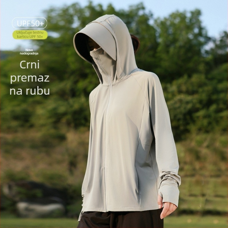 Ženska ljetna jakna za zaštitu od sunca, prozračna, s kapuljačom, poliester
