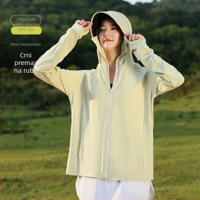 Ženska ljetna jakna za zaštitu od sunca, prozračna, s kapuljačom, poliester