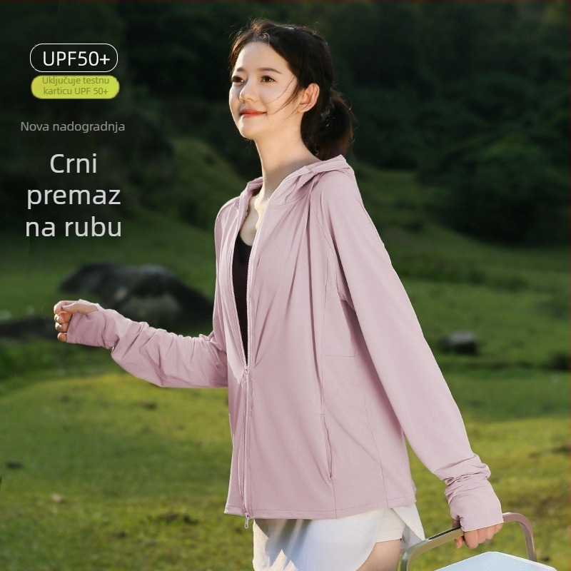 Ženska ljetna jakna za zaštitu od sunca, prozračna, s kapuljačom, poliester