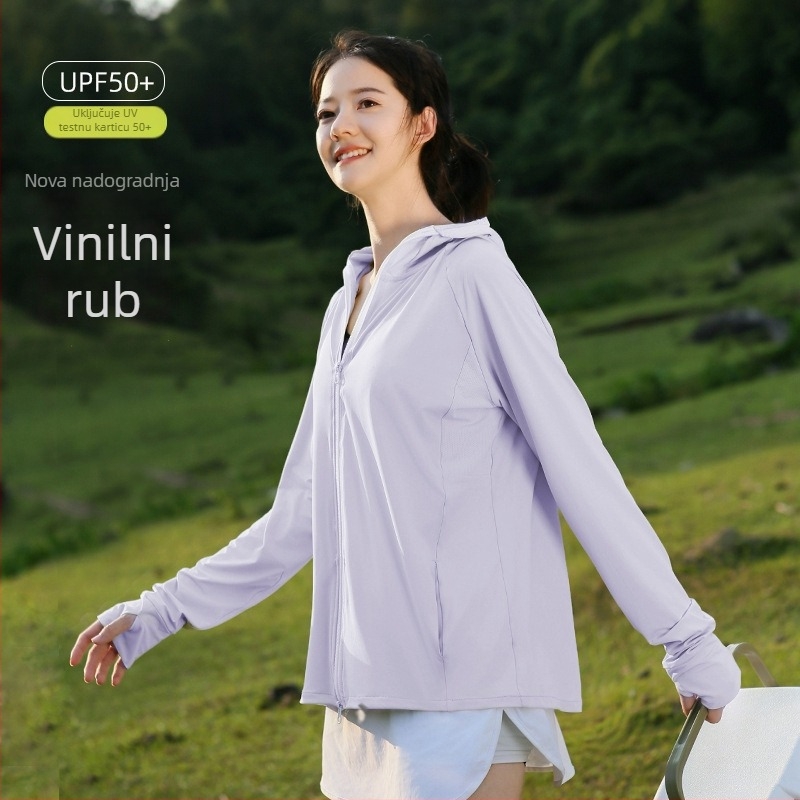 Ženska ljetna jakna za zaštitu od sunca, prozračna, s kapuljačom, poliester
