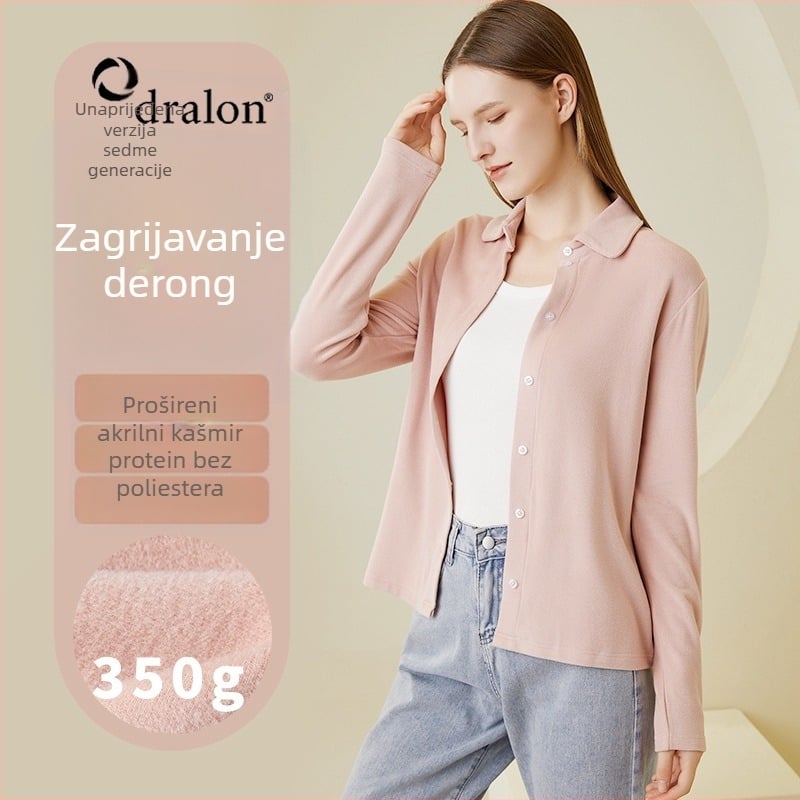 Košula jedne boje, elegantan gradski stil, okrugli ovratnik, dugi rukavi, zatvaranje jednim redom gumba i kopčama, glavna tkanina: akrilno vlakno 30-50% i viskoza 50-70%, Zima 2023