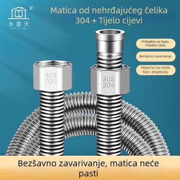 Vruća i hladna vodovodna uvoza od nehrđajućeg čelika 304, zavaren cijev, navojni spoj, 1,6 MPa, 100°C, za toplu i hladnu vodu te dovod vode za WC