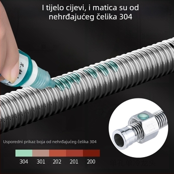 Vruća i hladna vodovodna uvoza od nehrđajućeg čelika 304, zavaren cijev, navojni spoj, 1,6 MPa, 100°C, za toplu i hladnu vodu te dovod vode za WC