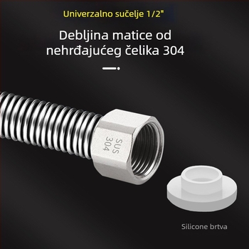 Vruća i hladna vodovodna uvoza od nehrđajućeg čelika 304, zavaren cijev, navojni spoj, 1,6 MPa, 100°C, za toplu i hladnu vodu te dovod vode za WC