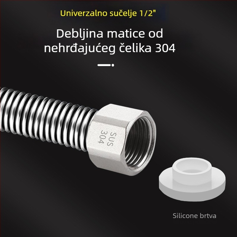 Vruća i hladna vodovodna uvoza od nehrđajućeg čelika 304, zavaren cijev, navojni spoj, 1,6 MPa, 100°C, za toplu i hladnu vodu te dovod vode za WC