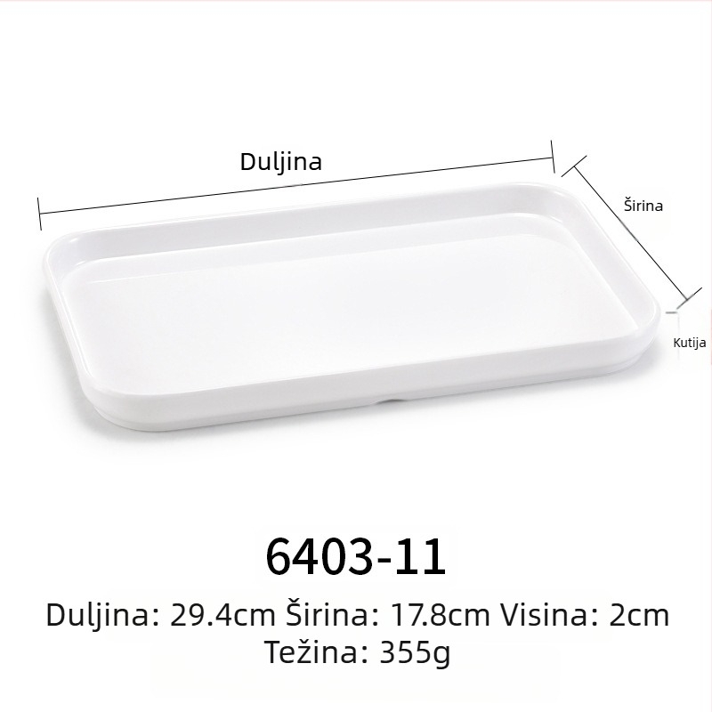Melaminski plosnati tanjur, pravokutnog oblika, japanskog stila, plastični pladanj s dojmom porculana, mogućnost personalizacije