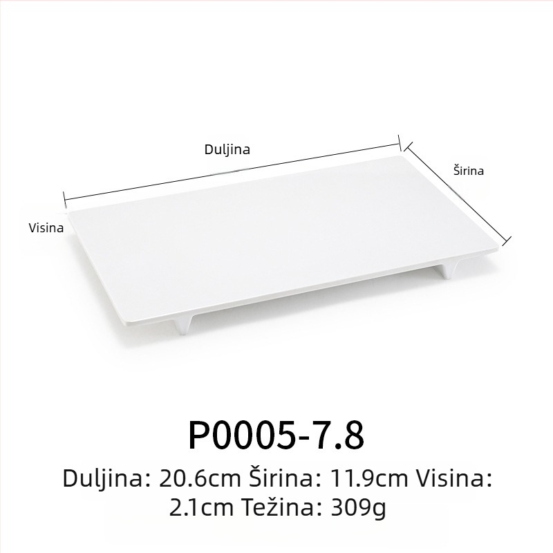 Melaminski plosnati tanjur, pravokutnog oblika, japanskog stila, plastični pladanj s dojmom porculana, mogućnost personalizacije