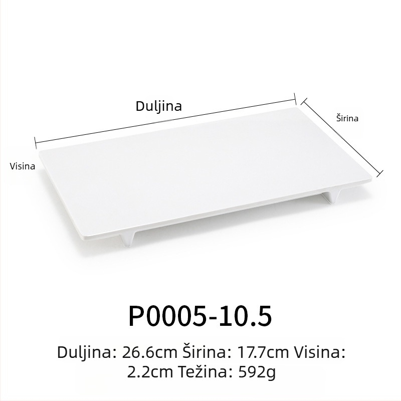 Melaminski plosnati tanjur, pravokutnog oblika, japanskog stila, plastični pladanj s dojmom porculana, mogućnost personalizacije
