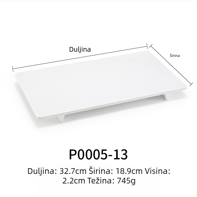 Melaminski plosnati tanjur, pravokutnog oblika, japanskog stila, plastični pladanj s dojmom porculana, mogućnost personalizacije