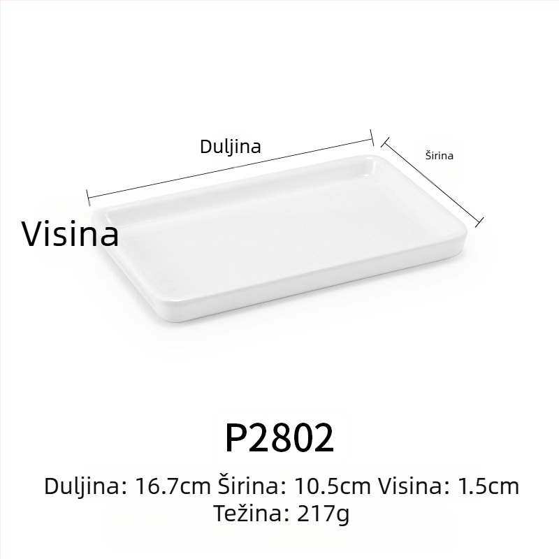 Melaminski plosnati tanjur, pravokutnog oblika, japanskog stila, plastični pladanj s dojmom porculana, mogućnost personalizacije