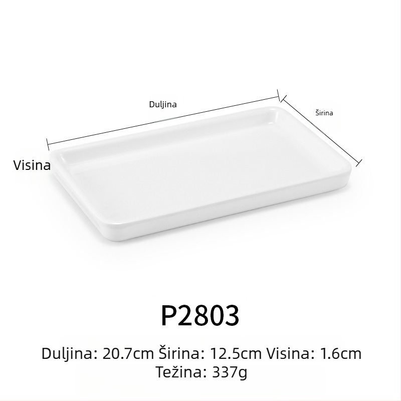 Melaminski plosnati tanjur, pravokutnog oblika, japanskog stila, plastični pladanj s dojmom porculana, mogućnost personalizacije