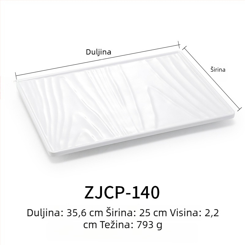 Melaminski plosnati tanjur, pravokutnog oblika, japanskog stila, plastični pladanj s dojmom porculana, mogućnost personalizacije