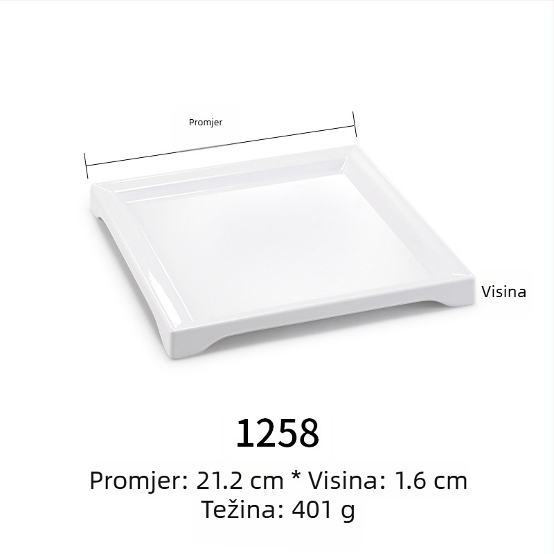 Melaminski plosnati tanjur, pravokutnog oblika, japanskog stila, plastični pladanj s dojmom porculana, mogućnost personalizacije
