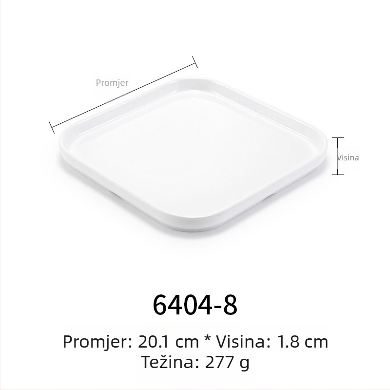 Melaminski plosnati tanjur, pravokutnog oblika, japanskog stila, plastični pladanj s dojmom porculana, mogućnost personalizacije