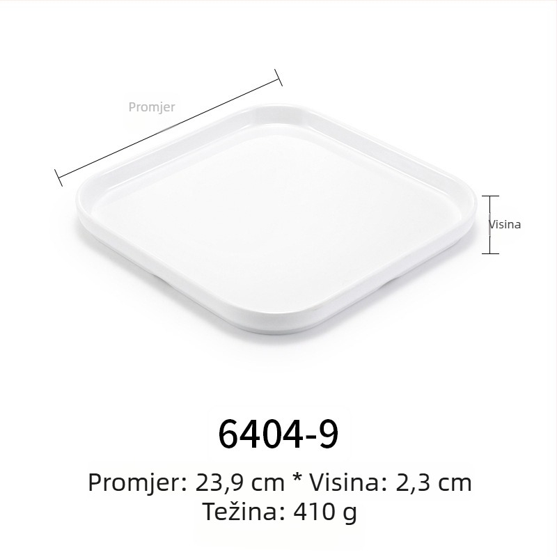 Melaminski plosnati tanjur, pravokutnog oblika, japanskog stila, plastični pladanj s dojmom porculana, mogućnost personalizacije