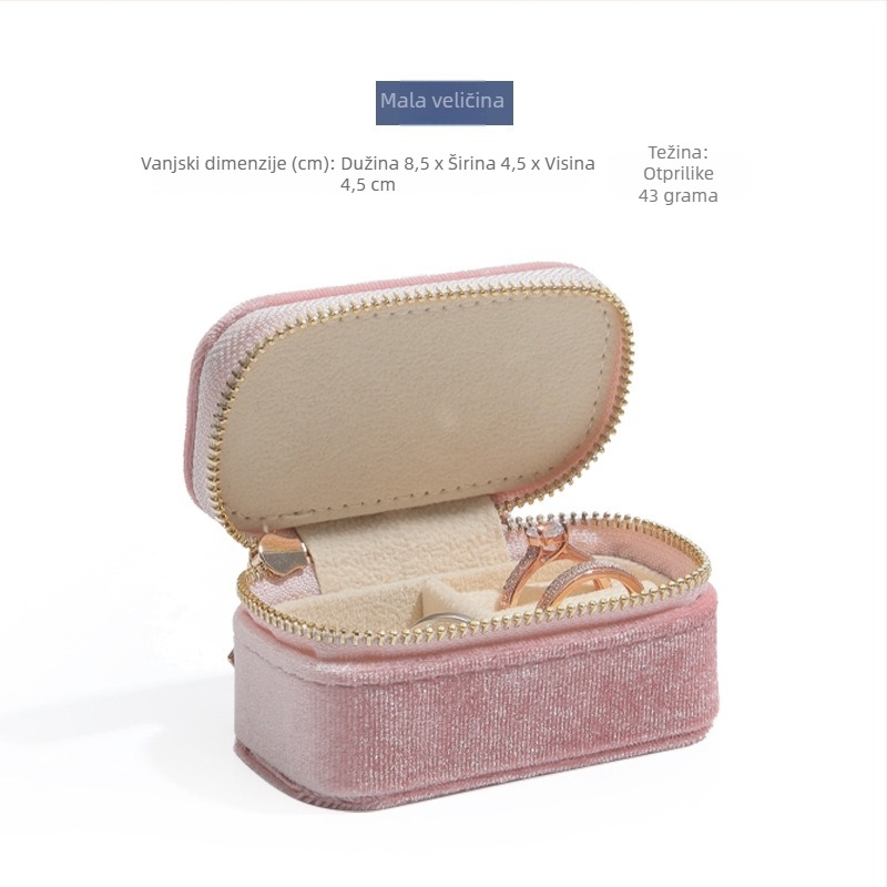 Kutija za nakit od rižinog baršuna za prstenje, naušnice i privjeske — prijenosna, luksuzno pakiranje