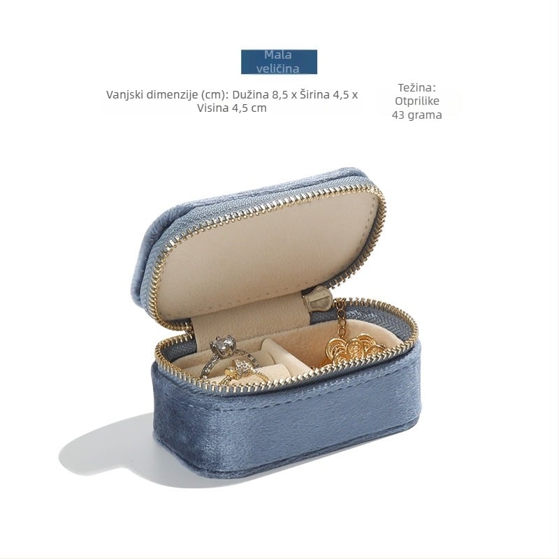 Kutija za nakit od rižinog baršuna za prstenje, naušnice i privjeske — prijenosna, luksuzno pakiranje
