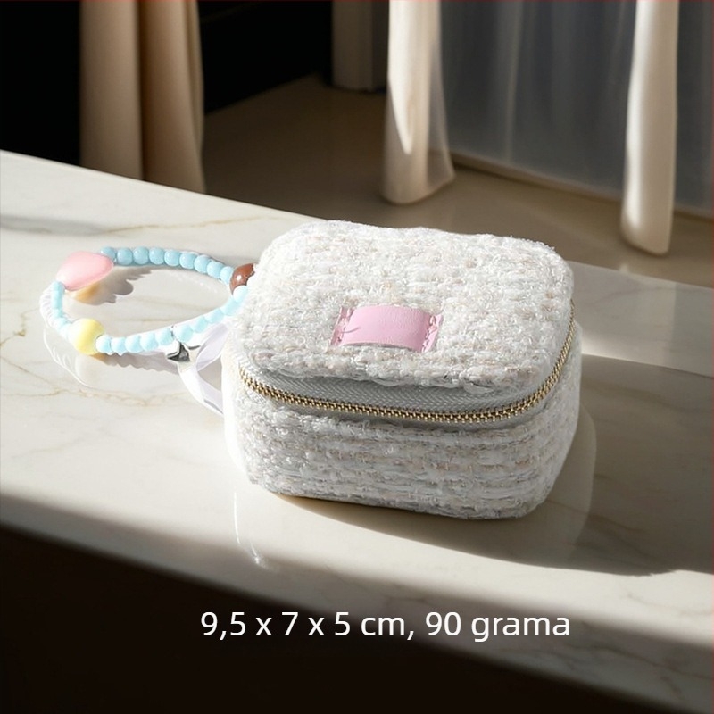 Kutija za nakit od rižinog baršuna za prstenje, naušnice i privjeske — prijenosna, luksuzno pakiranje