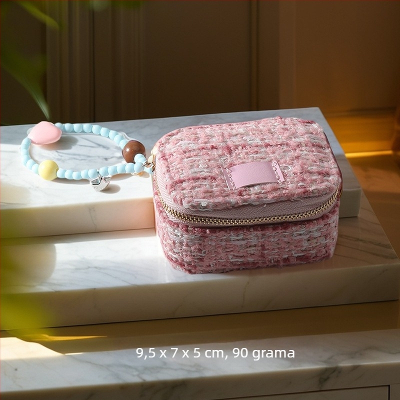 Kutija za nakit od rižinog baršuna za prstenje, naušnice i privjeske — prijenosna, luksuzno pakiranje