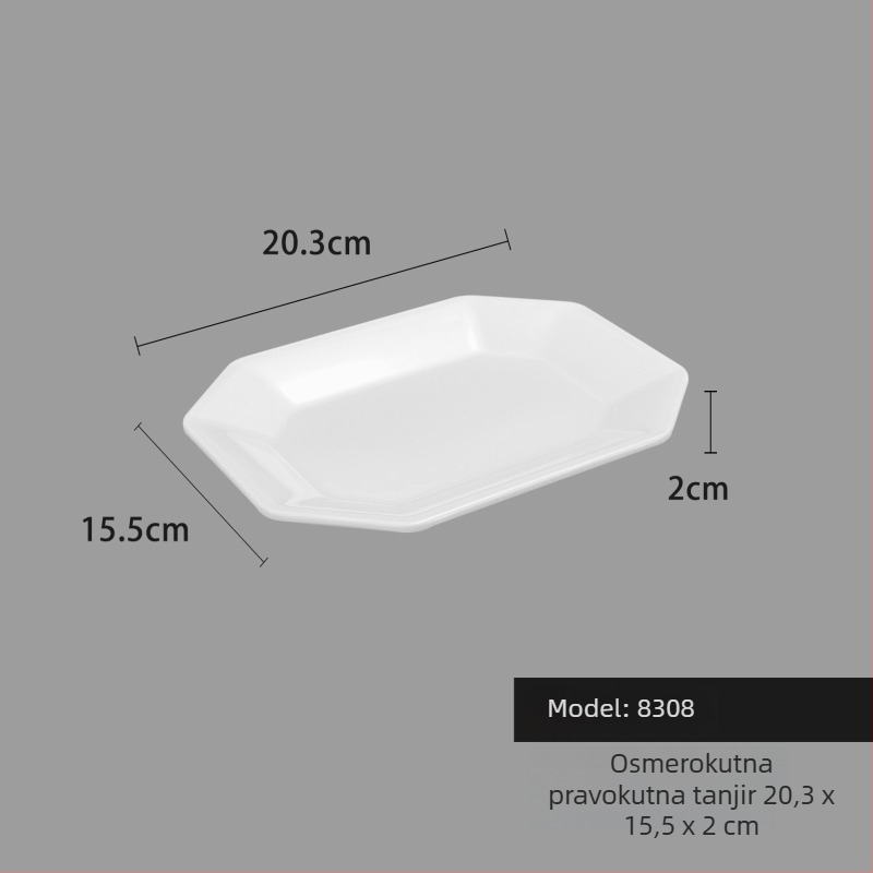 Melaminski tanjur, kvadratnog oblika, suvremeni minimalistički stil (Materijal: Melamin; Oblik: Kvadratni; Stil: Moderni Minimalizam; Mikrovalna pećnica: Nije dostupna; Tisak logotipa: Moguće)
