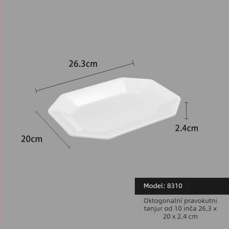 Melaminski tanjur, kvadratnog oblika, suvremeni minimalistički stil (Materijal: Melamin; Oblik: Kvadratni; Stil: Moderni Minimalizam; Mikrovalna pećnica: Nije dostupna; Tisak logotipa: Moguće)