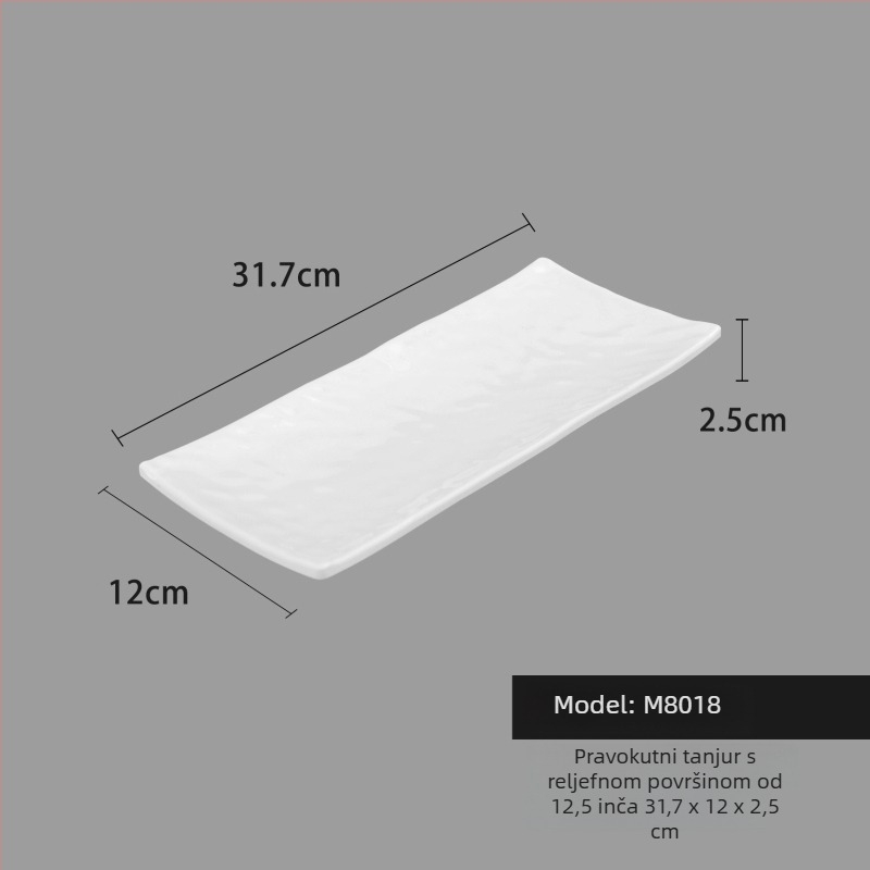 Melaminski tanjur, kvadratnog oblika, suvremeni minimalistički stil (Materijal: Melamin; Oblik: Kvadratni; Stil: Moderni Minimalizam; Mikrovalna pećnica: Nije dostupna; Tisak logotipa: Moguće)