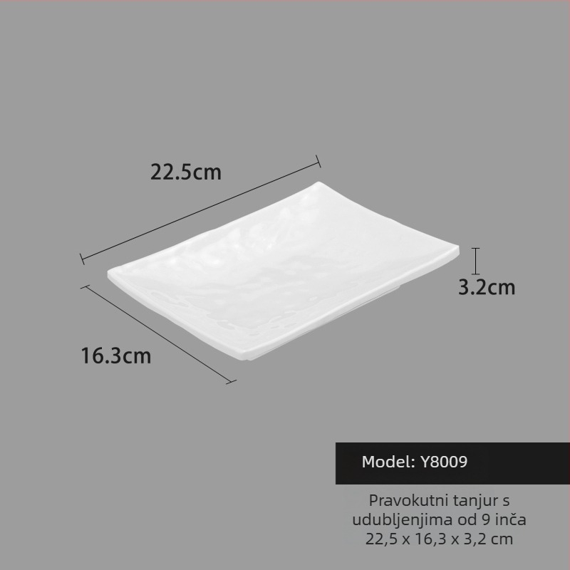 Melaminski tanjur, kvadratnog oblika, suvremeni minimalistički stil (Materijal: Melamin; Oblik: Kvadratni; Stil: Moderni Minimalizam; Mikrovalna pećnica: Nije dostupna; Tisak logotipa: Moguće)