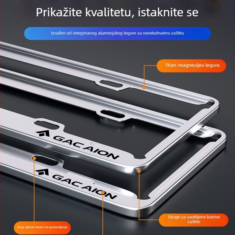 Držač registarske pločice od aluminijsko-magnezijske legure za vozila nove energije; univerzalna prilagodba