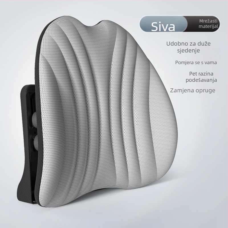 Ergonomska lumbalna podrška jastučnica za uredsku stolicu i automobil, prilagodljiva potpora leđa s mrežastim navlakom i poliester punjenjem