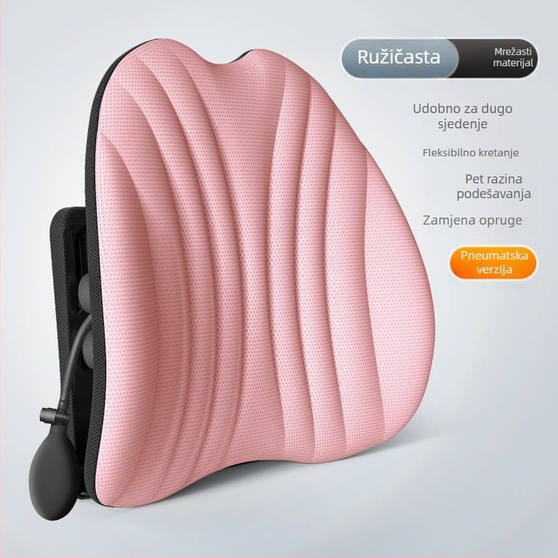 Ergonomska lumbalna podrška jastučnica za uredsku stolicu i automobil, prilagodljiva potpora leđa s mrežastim navlakom i poliester punjenjem