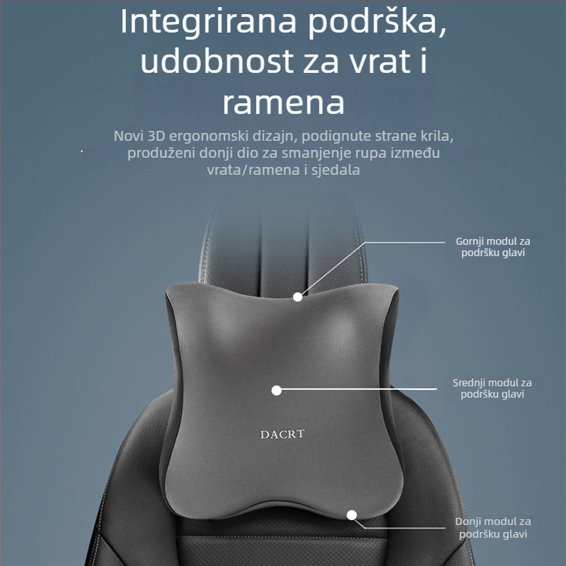 Autodjambestički jastučić s memorijskom pjenom i podrškom za struk i ramena – jastuk za vrat s navlakom MILK SILK, univerzalna prilagodba, sve godišnje doba, jednostavan dizajn